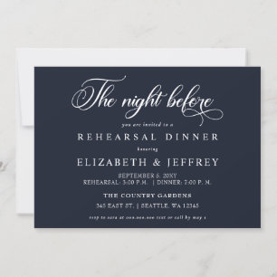 Navy Calligraphy The Night Before Probe Dinner Einladung