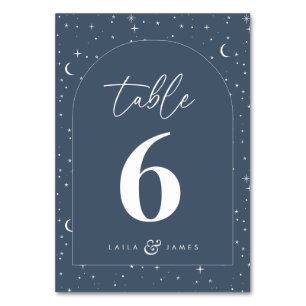 Navy Celestial Arched Wedding Tischnummer