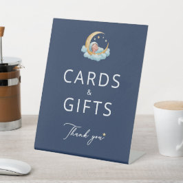 Navy Celestial Moon Baby Shower Cards and Gifts Sockelschild