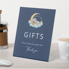 Navy Celestial Moon Baby Shower Gifts Sockelschild