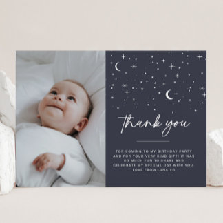 Navy Celestial Sun Foto Danke Karte