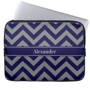 Navy, Charcoal LG Zickzack Navy Blue Name Monogram Laptopschutzhülle