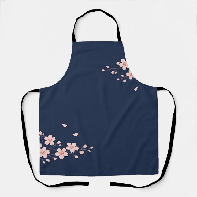 Navy Cherry Blossom Branch Schürze (Vorderseite)