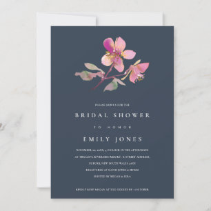 NAVY CHERRY BLOSSOM FLORAL BRAUTPARTY EINLADEN DANKESKARTE
