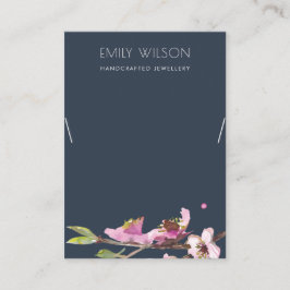 NAVY CHERRY BLOSSOM FLORAL NECKLACE DISPLAY LOGO VISITENKARTE