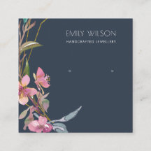 NAVY CHERRY BLOSSOM STUD EARRING DISPLAY LOGO