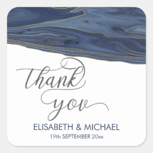 Navy chic agate romantisch elegant danke quadratischer aufkleber