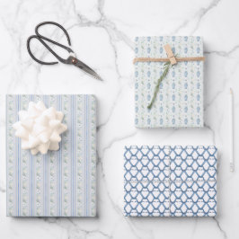 Navy Chinoiserie Preppy Geschenkpapier Set