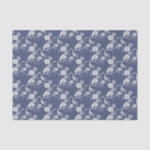 Navy Chinoiserie Rose Muster Seidenpapier