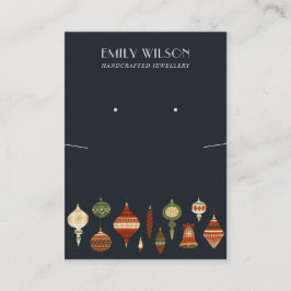 NAVY CHRISTMAS ORNAMENT NECKLACE EARRING DISPLAY VISITENKARTE