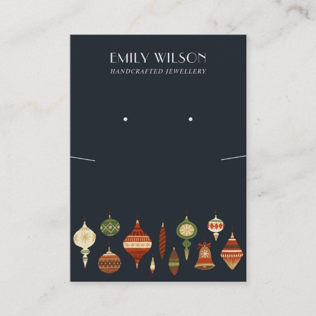 NAVY CHRISTMAS ORNAMENT NECKLACE EARRING DISPLAY VISITENKARTE (Vorderseite)