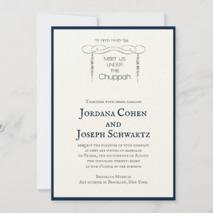 Navy Chuppah Verlasse jüdische Einladung zur Hochz