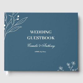 Navy Corner Floral Boho Wedding Gästebuch
