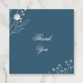 Navy Corner Floral Boho Wedding Geschenkanhänger