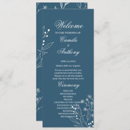 Navy Corner Floral Boho Wedding Programm