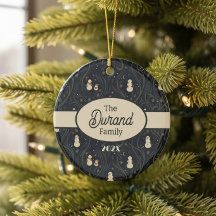 Navy Cottagecore Schneemann Winter Weihnachten