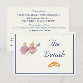 Navy & Cream Two Hearts Catholic Wedding Begleitkarte