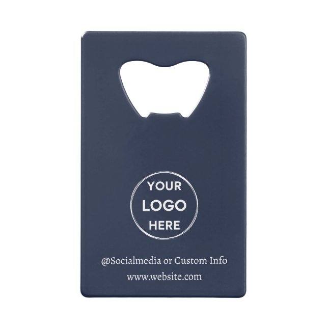 Navy Custom Logo Text Modern Minimalistisch Busine Geldbeutel Flaschenöffner (Vorderseite)
