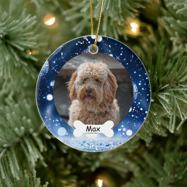 Navy Custom Pet Puppy Dog Foto Keramik Ornament (Baum)