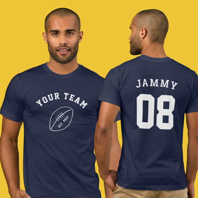 Navy Custom Team Name Football Jersey T - Shirt (Von Creator hochgeladen)