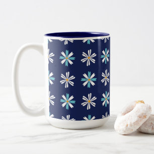Navy Daisy Bliss Blumenmuster Zweifarbige Tasse