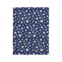 Navy Daisy Fleece Blanket