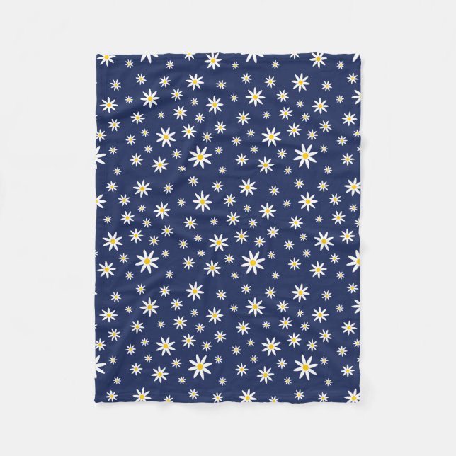 Navy Daisy Fleece Blanket (Vorderseite)