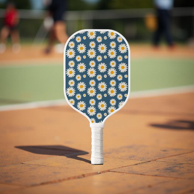 Navy Daisy Floral Bohemisch Botanisches Muster Pickleball Schläger (Von Creator hochgeladen)
