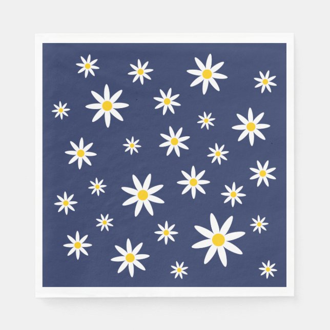 Navy Daisy Paper Napkins Serviette (Vorderseite)