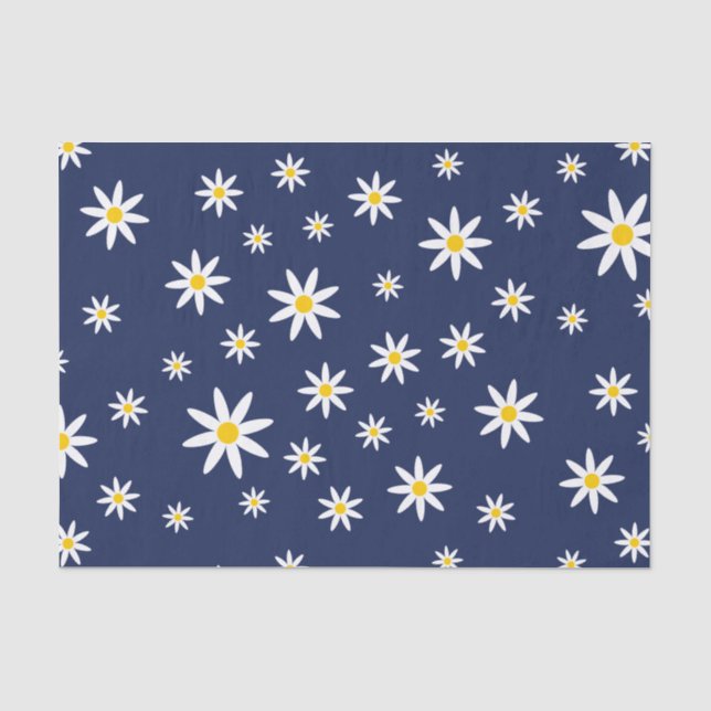 Navy Daisy Tissue Paper Seidenpapier (Vorderseite)