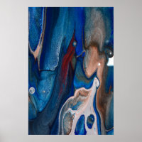 Navy Dark Blue Abstrakt Stripes Metallic Fluid Art