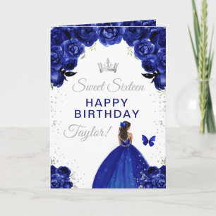 Navy Dark Skin Girl 16 . Geburtstag Geburtstag Karte