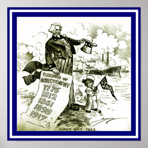 Navy Day Vintag Uncle Sam 1922 Cartoon Copy Poster