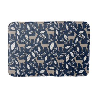 Navy Deer Collage Badematte