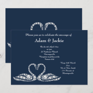 Navy Diamond SWAN ELEGANT WEDANT Einladung