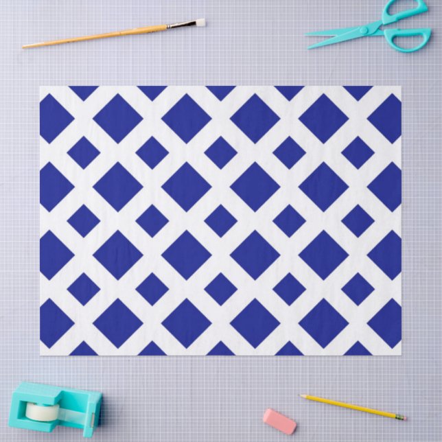 Navy Diamonds on White Tissue Paper Seidenpapier (Basteln)