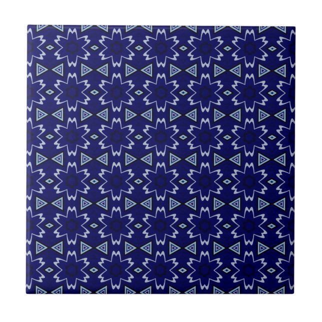 Navy Digital Floral Fliese (Vorderseite)