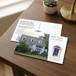 Navy Door Aquarell Verkauft Immobilienmakler Postkarte