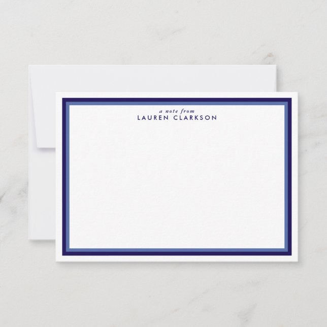 Navy Double Frame Modern Stationer Note Card Einladung (Vorderseite)