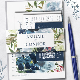 Navy & Dusty Blue Elegante Wasserfarben Einladungsbanderole