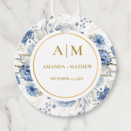 Navy Dusty Blue Floral Spring Bloom Wedding Geschenkanhänger
