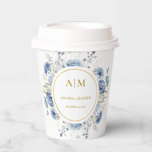 Navy Dusty Blue Floral Spring Bloom Wedding Pappbecher