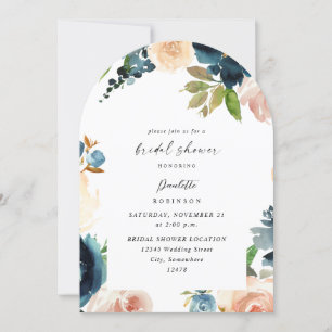 Navy & Dusty Blue, Pink Brautparty Arc Einladung