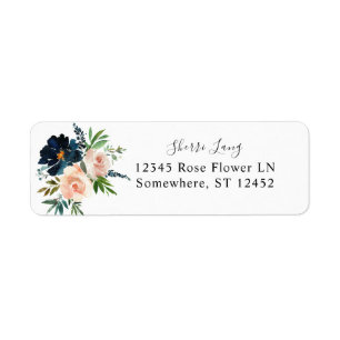 Navy & Dusty Blue Pink Floral 2 Rücksendeadresse