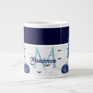 Navy Dusty Blue Pumpkin Gnomes Aspen Rustic House Jumbo-Tasse