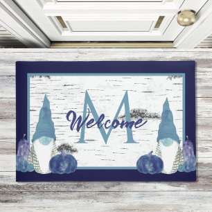 Navy Dusty Blue Pumpkin Gnomes Aspen Rustikale Hol Fußmatte