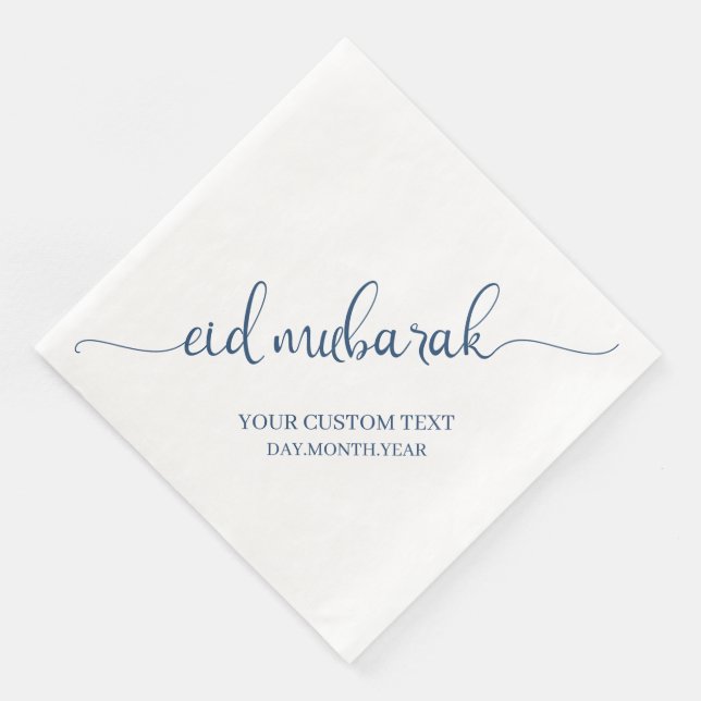 Navy Eid Mubarak Calligraphy Custom Serviette (Ecke)