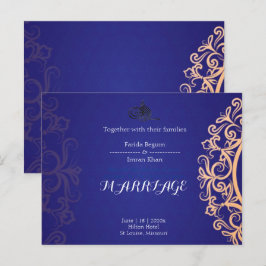 Navy Elegant Blue Muslim wedding Invitation Postkarte