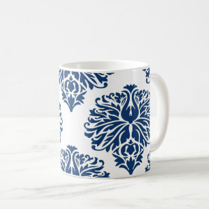 Navy Elegant Damask Kaffee Tasse