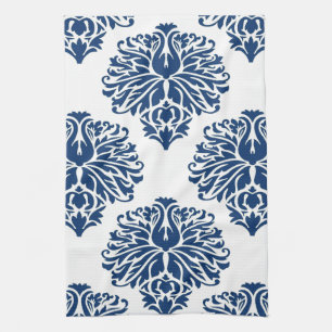 Navy Elegant Damask Küchentuch